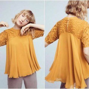 NEW Anthropologie Geolace Embroidered Swing Top